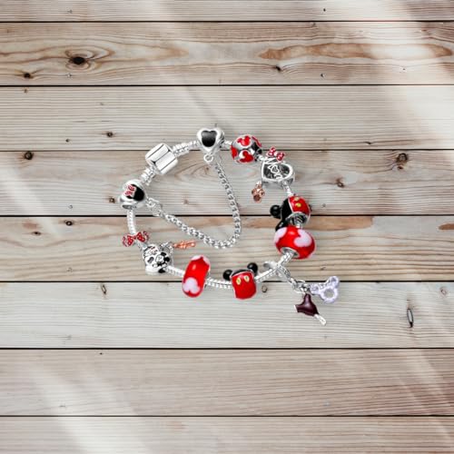 Cartoon Mouse Charms Bracelet, Silver Plated Anti-Tarnish Alloy, 20CM, SHAPER6813594129753