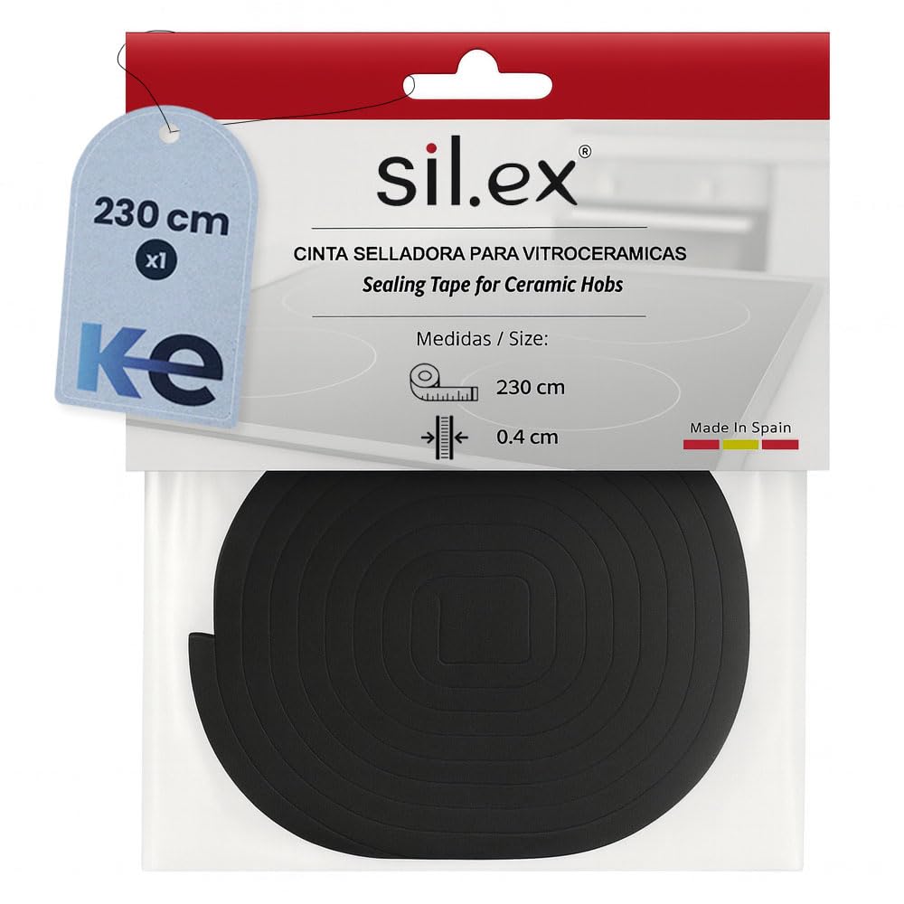Anakel Home Repuesto de Junta Adhesiva Aislante para Vitrocerámica y Placa de Cocina, Cinta Selladora Impermeable | Repuesto Universal, Espuma, Adhesivo Resistente, 4 mm de Grosor