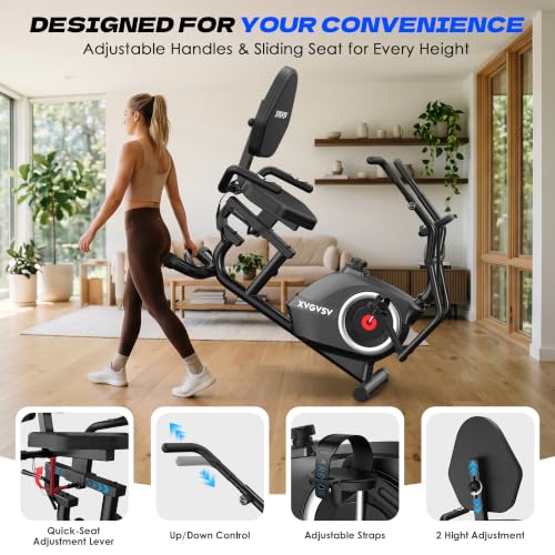 Image of Recumbent Exercise Bike, Recumbent Stationary Bike for Home, Recumbent Bike with 400LB Weight Capacity Whisper-Quiet 16 Levels Magnetic Resistance Heart Rate and Multi-Function LCD Comfortable Seat