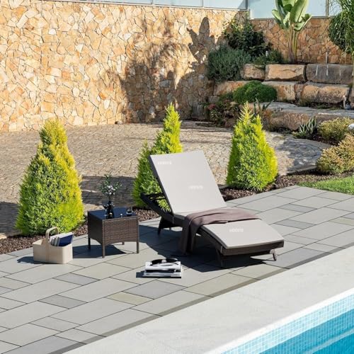 Image of UF Outdoor Poolside Lounger with Adjustable Backrest Sun Chaise Recliner for Terrace Garden Poolside for Relaxation Durable and Stylish- (White)