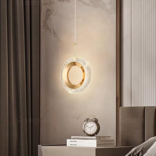 Ceiling Chandelier, �k�� LED �����O�y���_���g���C�g�Q�������w�b�h�{�[�h�����y���_���g���C�g���r���O���[���̑��������N���X�^���y���_���g���O(A Round 1 head,3 Light Colors)