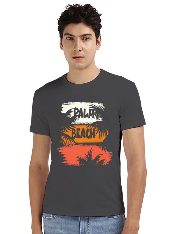 Image of Mens Round Neck Printed T Shirt Palm