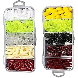 Señuelos Para Agua Dulce 225 Piezas Gusanos de Cebo Artificial, Cebo de Pesca de Agua Dulce, Señuelo de Pesca Suave Shad, Artificiales de Pesca Señuelos para Pesca Gusanos Bait Suave