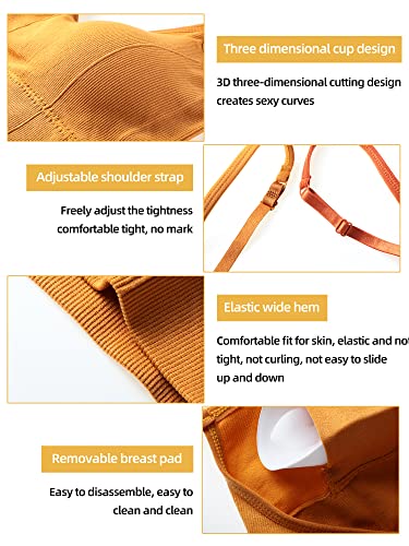 Geyoga 6 Pieces Sleep Bra Bralettes for Women with Support Crop Tank Top Cami Bra Padded Bralettes with Adjustable Straps4