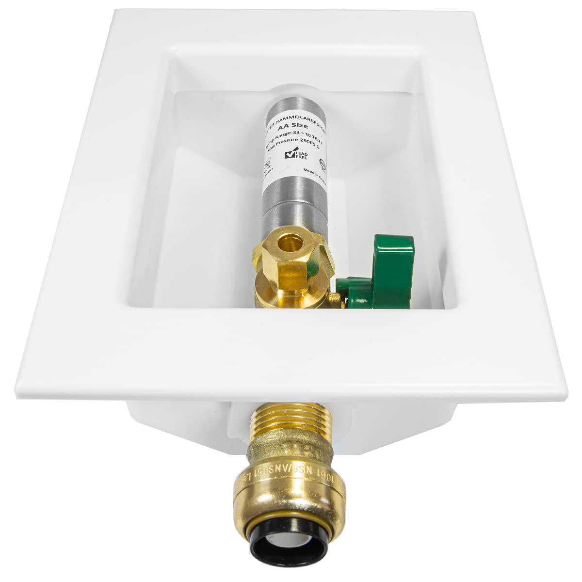 EFIELD Push-fit Ice Maker Outlet Box, 1/2-Inch Push-Fit Connection with Stainless Steel Hammer Arrestor, Installed 1/4-Turn Ball Valve,(IM015)