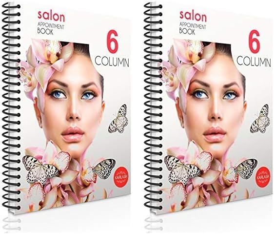 Karlash 6 Column 130 Pages Undated Appointment Book – Six Person Daily and Hourly Schedule Notebook for Salons, Massage Spas, Hairdressers, Stylists, and More (1 Piece) (Pack of 2)