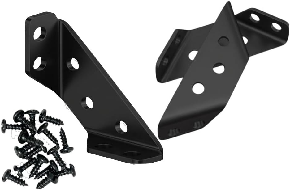 Heavy Duty Black Plated Steel Furniture Corner Connectors - Triangle Bracket with Drill and Screws, Universal for Wood Furniture, Drawers, Cabinets, Tables, and Chairs 8 Pack with Screws