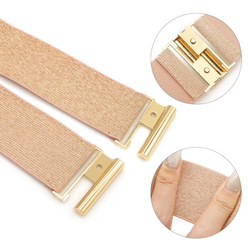 Wide Stretchy Belts for Women Elastic Skinny Waist Belt with Gold Buckle for Dresses4