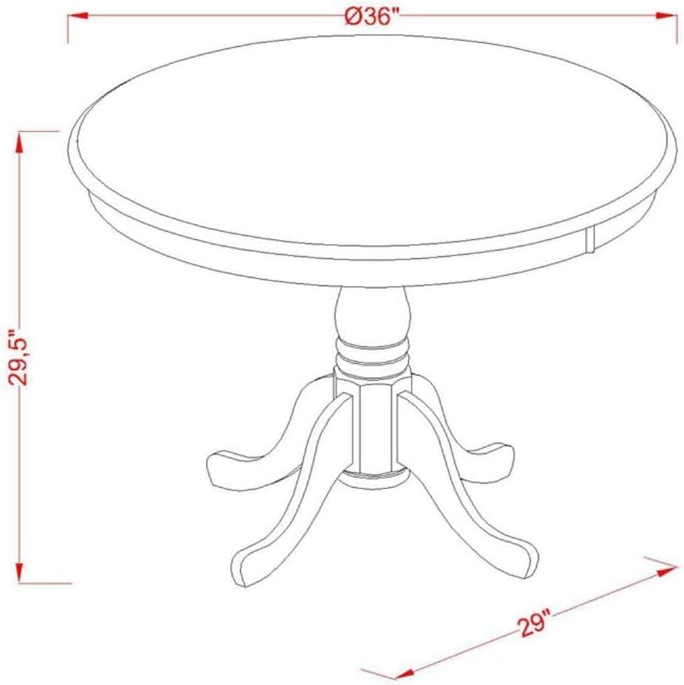HomeStock Round Wood Dining Table - Sturdy Kitchen Table for Small Spaces Black and Cherry/36-Inch Without Dropleaf