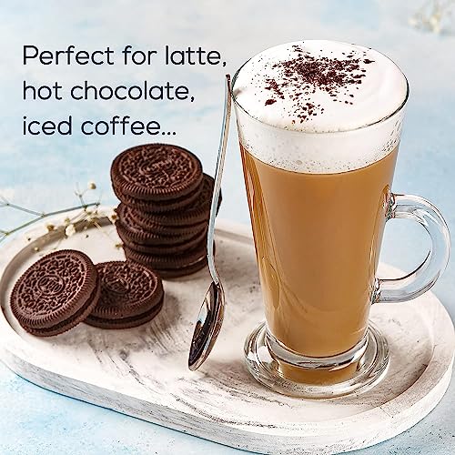 Image of Kamvy Irish Glass Coffee Mugs with Handle, Large Size Plain Glasses Set of 2, 270ml Tall Funnel Clear Glasses for Iced Cold Coffee, Latte, Cappuccino, Hot Chocolate (Chocolate Mug - 2)