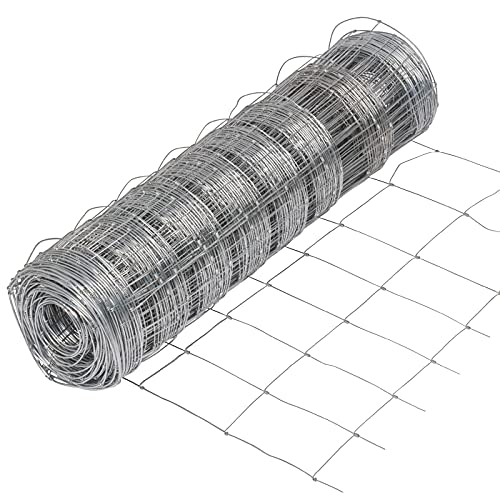 VOSS.farming Premium Wildzaun Komplettset 80cm 50m Knotengeflecht Verzinkt (50m Zaun 80/8/15 + 15 Z-Profilpfosten 150cm)