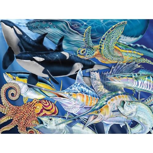 Bits and Pieces Puzzle de 1000 piezas - Vida Oceánica - Criaturas marinas subacuáticas por Tim Jeffs - Animales marinos vibrantes, 20" x 27", Piezas únicas con corte aleatorio miniatura 2
