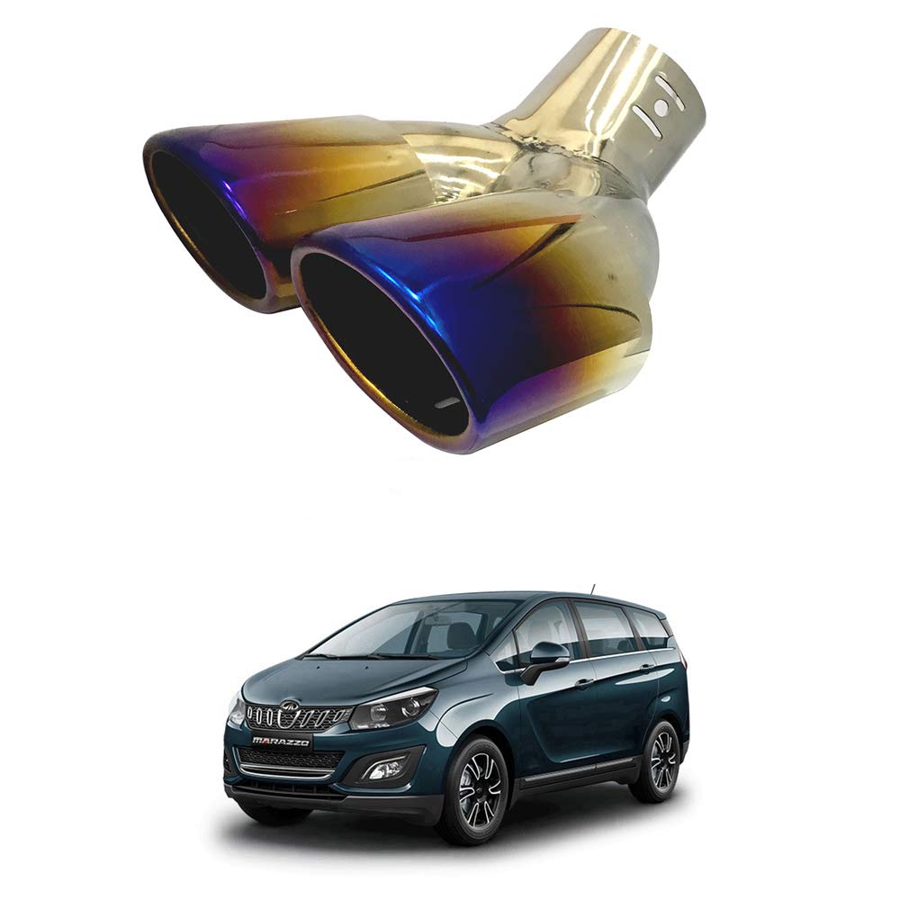 Oshotto Stainless Steel Dual Pipe SS-012 Car Exhaust Muffler Silencer Cover Compatible with Mahindra Marazzo (Multicolor)-image-36