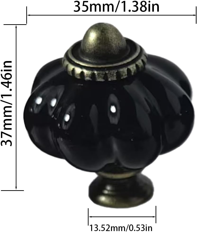 4 pcs Black Pumpkin Knobs, Vintage Ceramic Cabinet Knobs, Dresser, Drawer,Door Knobs Drawer Pulls Dresser Handles with Mounting Screws