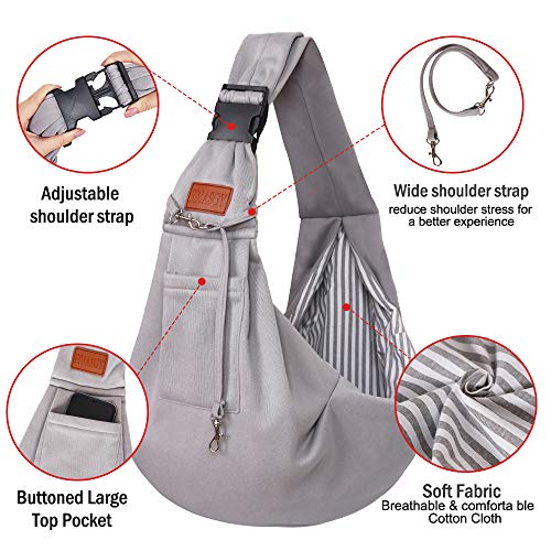 FDJASGY Small Dog Sling Cat Carrier Adjustable Strap Hands Free Reversible Pet Puppy Travel Bag Backpack for Outdoor Travel - Thumbnail 3
