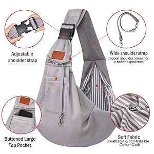 FDJASGY Small Dog Sling Cat Carrier Adjustable Strap Hands Free Reversible Pet Puppy Travel Bag Backpack for Outdoor Travel FDJASGY Small Dog Sling Cat Carrier Adjustable Strap Hands Free Reversible Pet Puppy Travel Bag Backpack for Outdoor Travel