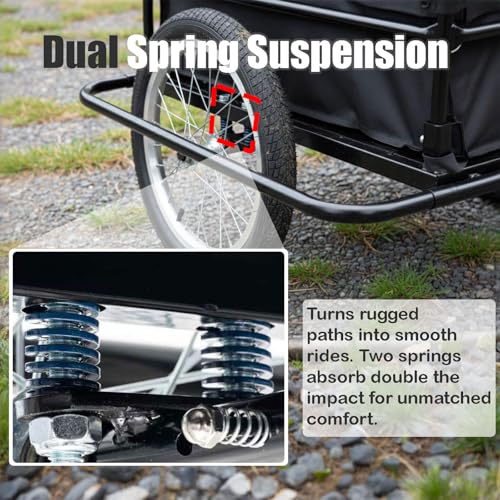 image for Aecskul Bike Cargo Trailer, Bicycle Wagon Cart with Universal Hitch, H