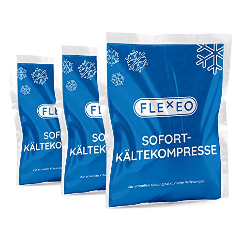 10 x FLEXEO Sofortkältekompresse 13 x 8 cm klein Sofort-Kältekompresse Kälte-Sofort-Kompresse Kühlpack Kühlakku Kältekompresse Kühlkompresse Instant Ice Bag Einmal Kühl-Kompresse Kühlpacks Quick Cover