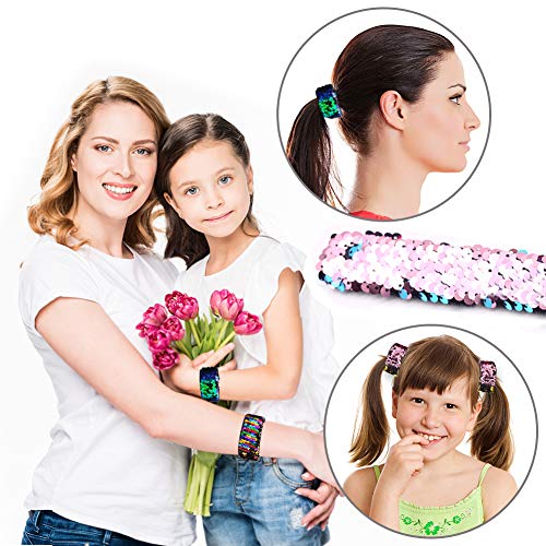 Vgoodall 12 Pcs Glitter Slap Bracelet Kids Sequin Bracelet Mermaid Bracelet Flip Wristband Bracelet Kids Birthday Party Favors Supplies #TOP5