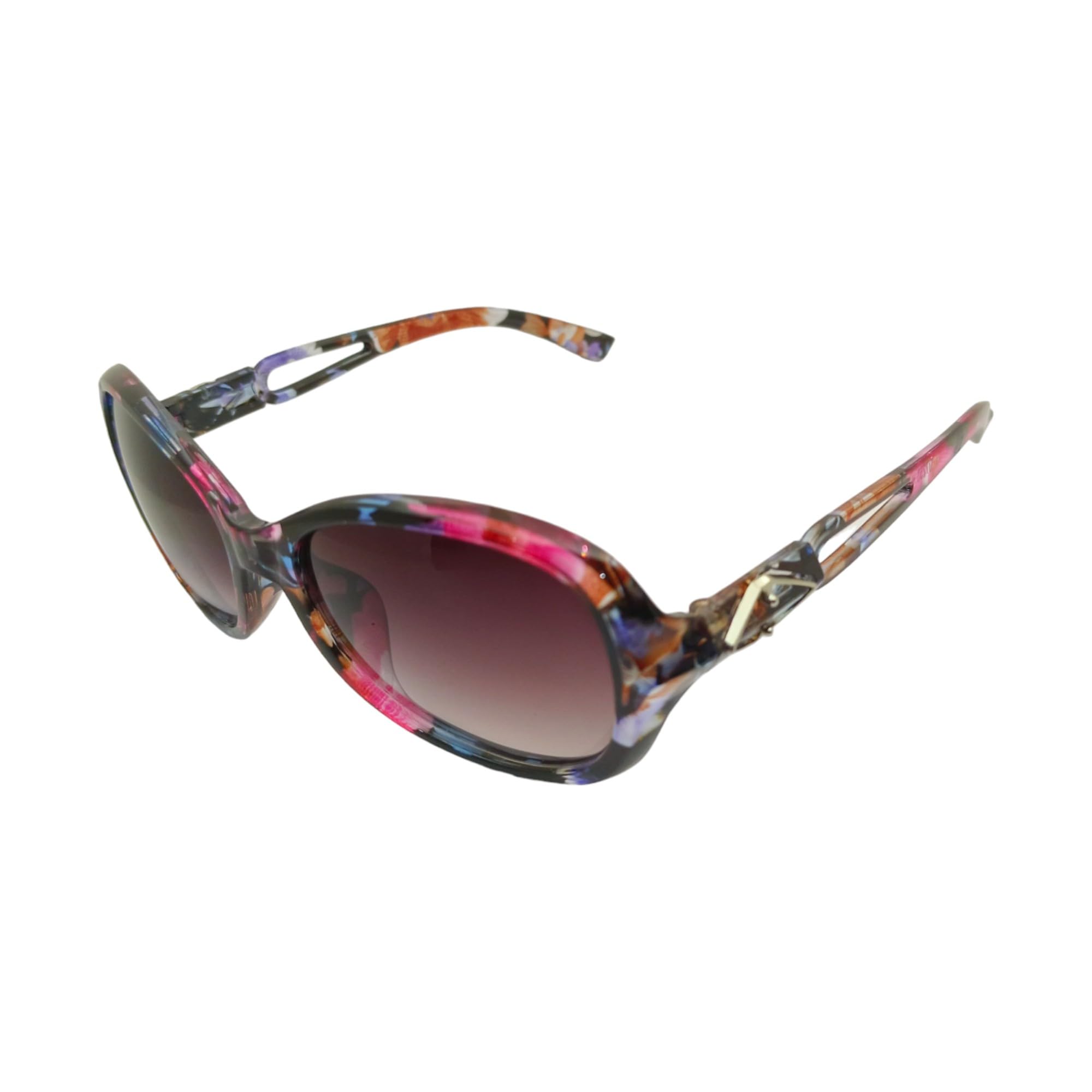 Women Oval Sunglasses Brown UV Protected Sunglass Dual Tone Fashion Ladies Shades Wrap Frame Trendy Stylish Sun Glasses-image-42