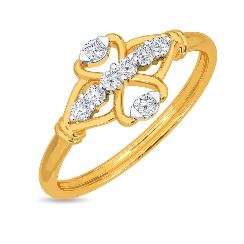 Image of KISNA 14k / 18k Real Gold & Diamond Ring | Diwali, Rakhi Rakshabandhan Gift for Sister /Bhabhi /Women | With Certificate of Authenticity & BIS-Hallmarked Gold Jewellery | Teaa Ring