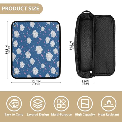 Bolsa organizadora de herramientas para cabello Cloud Arrow Navy para plancha, rizador, secador y accesorios de styling, portátil, resistente al calor, gran capacidad y apertura amplia miniatura 4