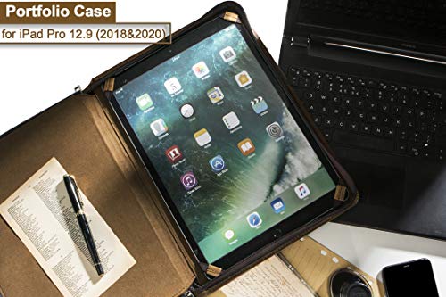 image for AZXCG Professional Slim Padfolio Organizer Genuine Leather Compact Por