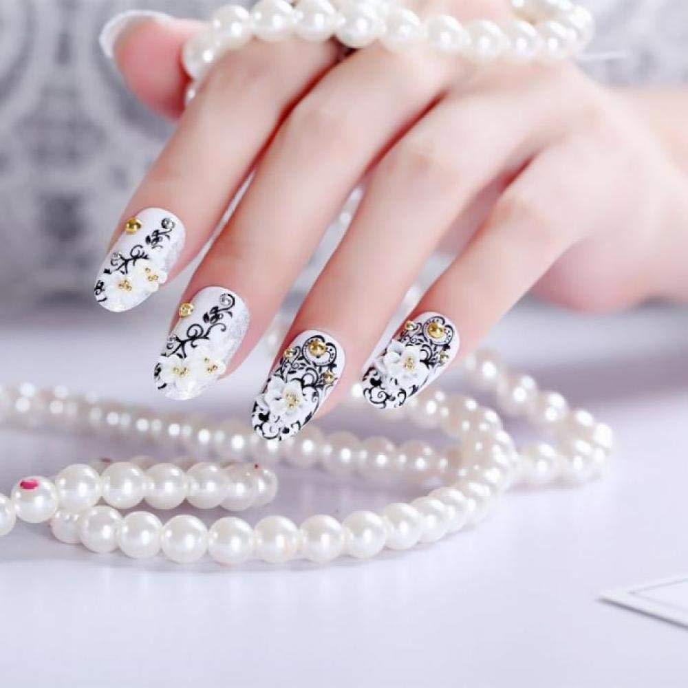 ACiyD Uñas postizas para Mujer, uñas Artificiales Sencillas a la Moda, tamaño Largo, Cubierta Completa, Puntas para decoración de uñas, diseño de Flores para Mujer, uñas postizas de Lujo