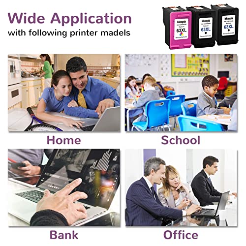 Inktopia Remanufactured Ink Cartridge Replacement For Hp 63 Xl 63Xl For Hp Officejet 5255 5258 3830 Envy 4520 4512 4513 Deskjet 1112 3630 3634 2130 2132 Printer (2 Black 1 Tri-Color) #TOP4