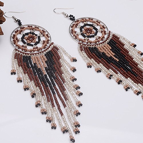 Tarsus Bead Earrings Dangle For Women "Japan Seed Bead" Dream Catcher Girls Hypoallergenic Beaded Native American(Gray) #TOP4