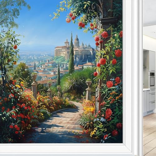 Vinilo adhesivo para ventana diseño Country Garden Castle 17.7x23.6 in miniatura 1