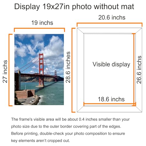 Image of LUCKYLIFE 19x27 Picture Frame, Wall Hanging Poster Frames, Display Pictures 19 x 27 without Mat, Pack of 2, Black