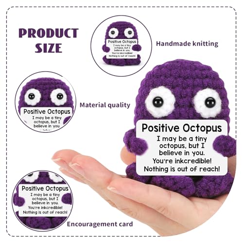 Calkkrer Gehäkelte Positive Qualle Kuscheltiere, Glücksbringer und Taschenumarmung, Emotionale Unterstützung Geschenk, Entspannungs- und Aufmunterungs Geschenk