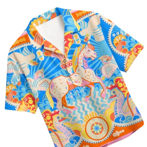 Image of Men's Floral Button-Down Shirt, Cotton Blend Stretchable, Casual Printed Striped Stylish Shirt