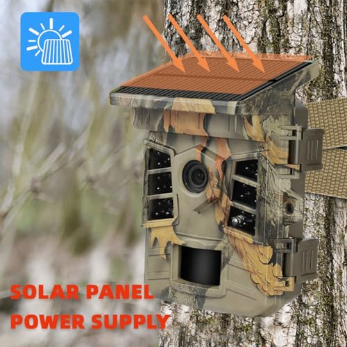 Cámara de caza solar 4K profesional con protección IP66 y camuflaje 6