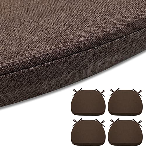 Ezkamfort Chair Cushion With Ties For Dining Chairs 17 X 16.5 Inches Non Slip And Comfortable Textured Kitchen Dining Chair Pad And Seat Cushion With Machine Washable Cover Set Of 4 Brown #TOP12