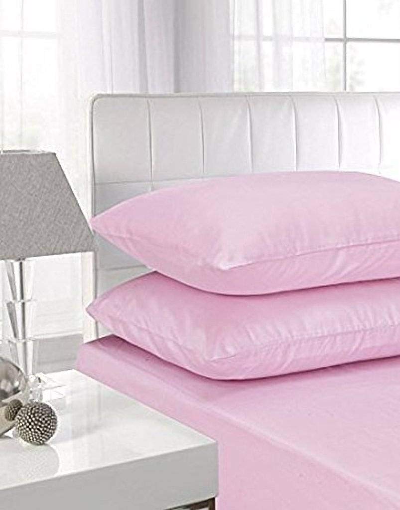 High Street Fashion ® Luxury Percale 16" 40CM Extra deep sheets Fitted Single Double Super King Size Bedding Bed Sheet & Pillow Pair Case (Sold Separately) (King, Pink) — image 1
