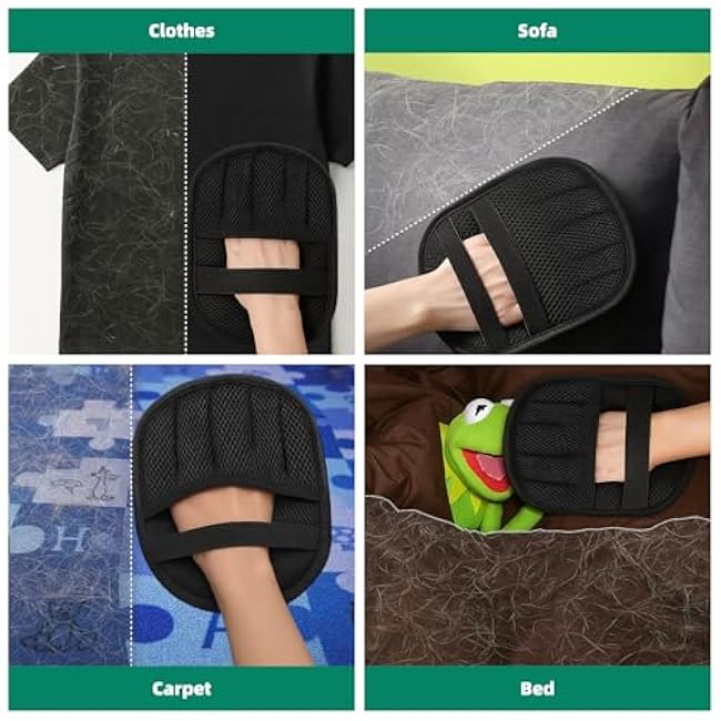 3 Pcs Pet Hair Removal Glove Set for Dog and Cat, Electrostatic Pet Hair Remover for Couch, Clothes, Carpet, Bed, and Furniture Stick with Pet Hair (2Pcs Gloves +1Pcs Brush)-5xlvlwDO