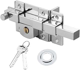 Old Style Exterior Door Lock Anti-Theft Fence Gate Lock Mechanical Latch with 2 Keys Iron Construction for Wooden Iron Doors Garden Security Hardware(Left)