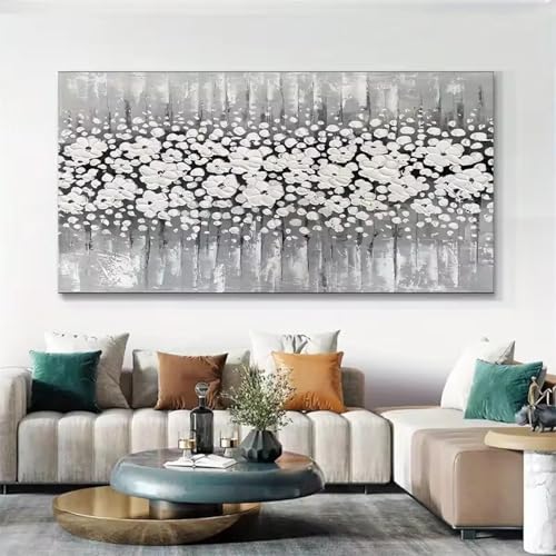 Affiches murales sur toile fleurs blanches décoration salon moderne 65x130
