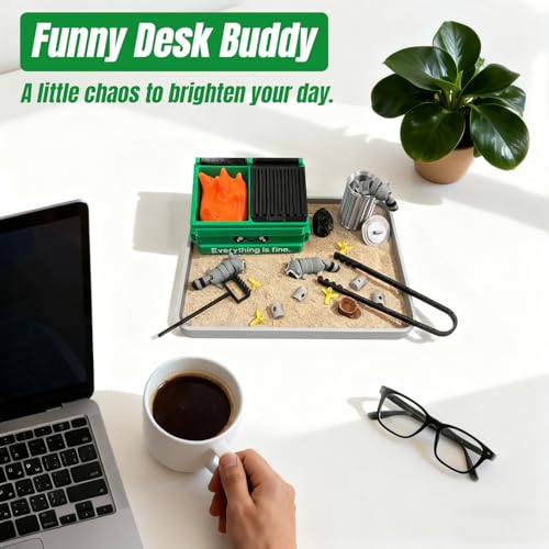 image for Estairkas Dumpster Fire Zen Garden for Desk Decor, Funny Desk Accessor