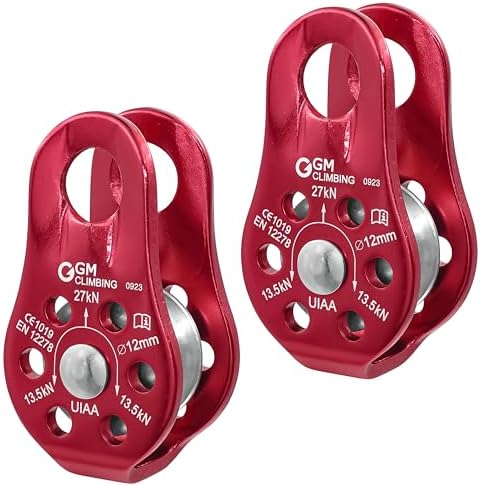 GM CLIMBING Fixed Micro Pulley 27kN CE UIAA Certified Slack Tender for Hitch Tending Pack of 2