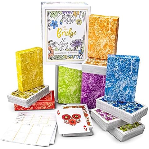Let's Play Bridge with Colourful Floral Cards Cover
