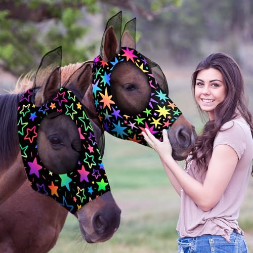 Masque anti-mouches cheval élastique idéal pour le paddock en été M - 9