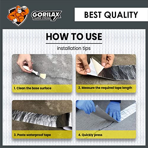 Image of Waterproof Leak Repair Tape 4 Inch x 5 Ft | Flex Seal Aluminum Butyl Tape for Roof, Pipe, Tank, Sink, Surface Crack, Window Gap | Strong Adhesive Sealant Instantly Stops Water Leakage