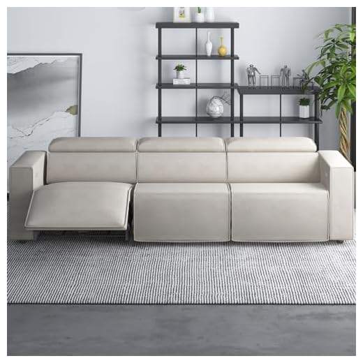 Mjkone Reclining Sofa, Micro Fiber Power Recliner Sofa with USB Charging Port,Theater Seating Furniture with Headrest &Footrest for Living Room/Salon Office/Loft/Apartment (Triple,Beige)