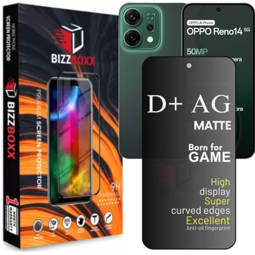 Image of D+ AG Matte Tempered Glass Screen Guard Protector Compatible With OPPO Reno14 5G Anti Fingerprint Gaming Special With Camera Cut (For OPPO Reno 14-6.59 Inch)- Pack of 1