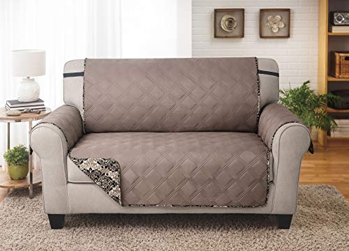 Loveseat-Cover-Furniture-Protector-Shield-Protects-from-Dogs-Cats-Pets-Kids-Stains-Reversible-Easy-Wash-Dry-French-Damask-Taupe-88W-x-75L Loveseat Cover Furniture Protector Shield Protects from Dogs Cats Pets Kids Stains Reversible Easy Wash Dry French Damask Taupe 88W x 75L