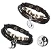 Flongo Leder-Armband Partnerarmband BFF Armbänder, Freundschaftsarmband für 2 Leder Armband Armreif Lederarmband Kordelkette Damen Herren Schwarz Braun Tai Chi Yin und Yang Paar Geschenk