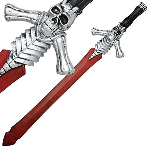 Medievaldepot Heirloom Dante Rebellion Devil Claymore Foam Sword - 43" Hand-Painted Replica with Bone-Style Handle - Silver, Black, Red Finish for Cosplay & LARP